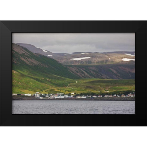 Iceland, HusavIk City and surrounding mountains Black Modern Wood Framed Art Print by Grall, Don