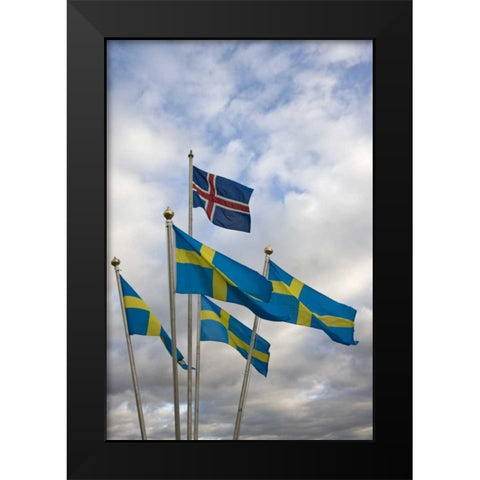 Iceland The national flag of Norway and Sweden Black Modern Wood Framed Art Print by Grall, Don