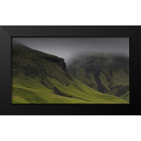 Iceland Misty mountainside landscape Black Modern Wood Framed Art Print by Young, Bill