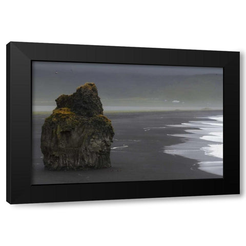 Iceland, Vik black sand beach on rainy day Black Modern Wood Framed Art Print with Double Matting by Young, Bill