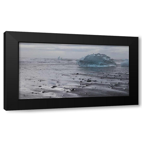 Iceland Iceberg pieces from Jokulsarlon Lagoon Black Modern Wood Framed Art Print by Young, Bill