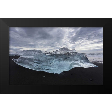 Iceland Iceberg piece from Jokulsarlon Lagoon Black Modern Wood Framed Art Print by Young, Bill
