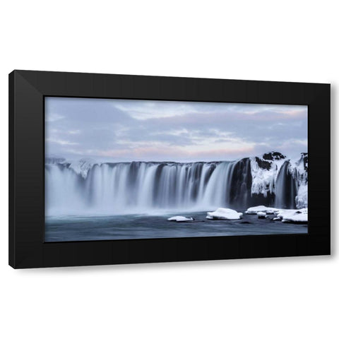 Iceland, Godafoss View of waterfall Black Modern Wood Framed Art Print by Young, Bill