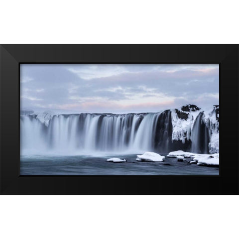 Iceland, Godafoss View of waterfall Black Modern Wood Framed Art Print by Young, Bill