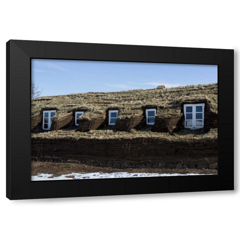 Iceland, Glumbaer Home made out of sod Black Modern Wood Framed Art Print with Double Matting by Young, Bill