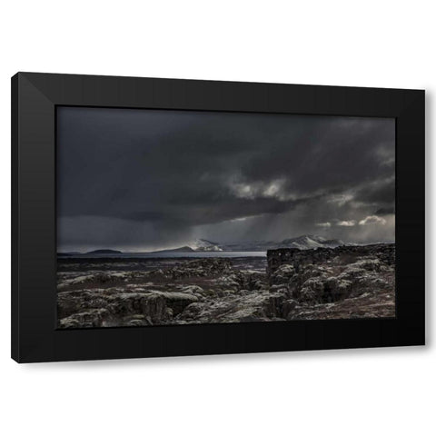 Iceland,Thingvellir NP Dark Rugged landscape Black Modern Wood Framed Art Print with Double Matting by Young, Bill