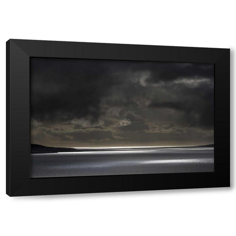 Iceland, Hvalfjordur Sunlight on ocean Black Modern Wood Framed Art Print by Young, Bill