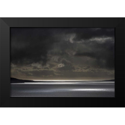 Iceland, Hvalfjordur Sunlight on ocean Black Modern Wood Framed Art Print by Young, Bill