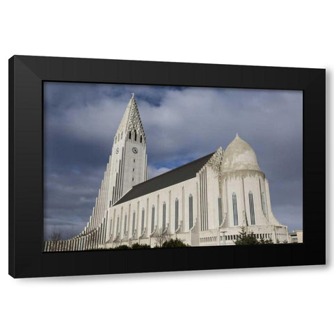 Iceland, Reykjavik Hallgrimskirkja Church Black Modern Wood Framed Art Print by Young, Bill
