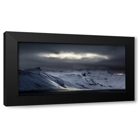 Iceland Sunlight bursts through storm clouds Black Modern Wood Framed Art Print by Young, Bill