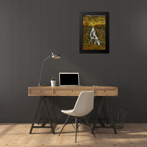 Iceland, Snaefellsnes Small waterfall and Autumn Black Modern Wood Framed Art Print by Kirkland, Dennis