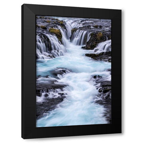 Iceland, Bruarfoss Waterfalls flow into river Black Modern Wood Framed Art Print by Kirkland, Dennis