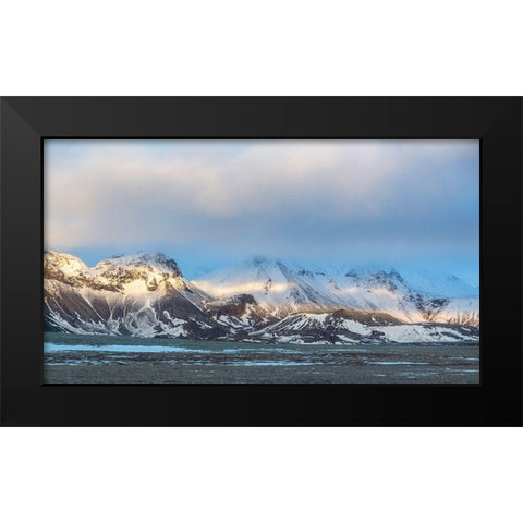 Iceland-Golden Circle Winter landscape at sunrise Black Modern Wood Framed Art Print by Jaynes Gallery