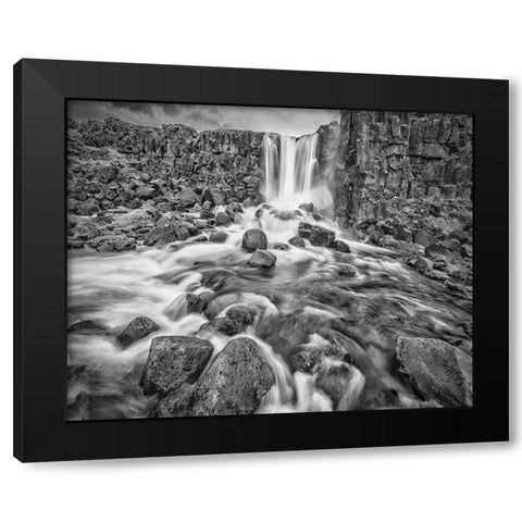 Oxarafoss-Iceland Black Modern Wood Framed Art Print by Ford, John