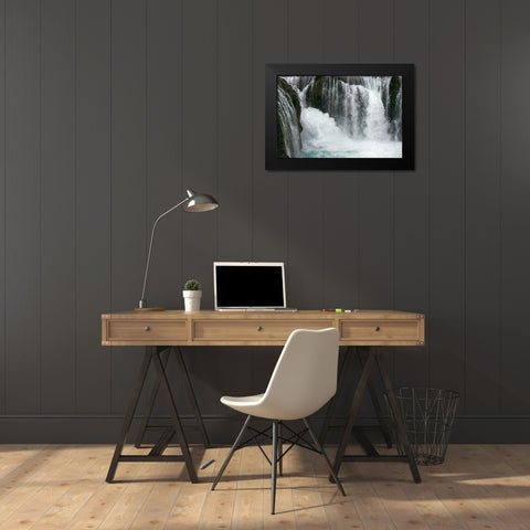 Sigoldu Waterfall-Iceland Black Modern Wood Framed Art Print by Su, Keren