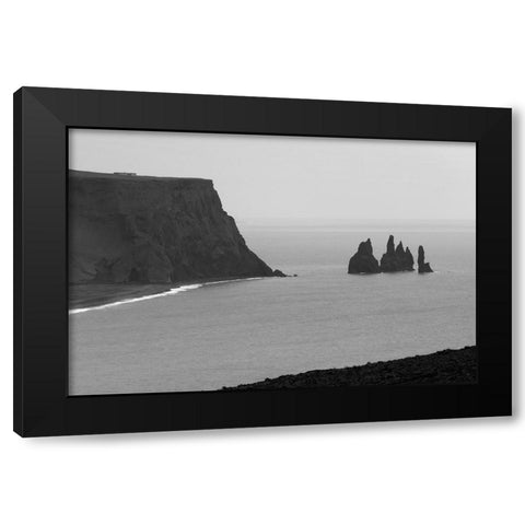 Rocks in the ocean-Dyrholaey-Vik-Iceland Black Modern Wood Framed Art Print with Double Matting by Su, Keren