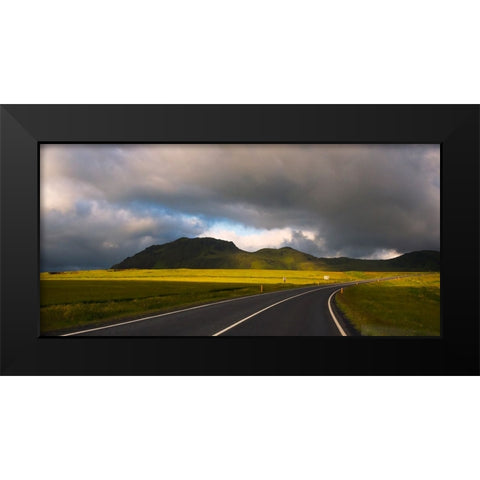 Winding road-Vik-Iceland Black Modern Wood Framed Art Print by Su, Keren