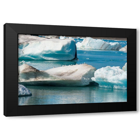 Icebergs in Jokulsarlon Glacial Lagoon-Iceland Black Modern Wood Framed Art Print by Su, Keren