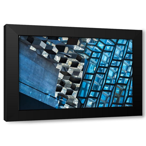 Inside Harpa Concert Hall and Conference Center inspired by the basalt landscape of Iceland-Reykjav Black Modern Wood Framed Art Print by Su, Keren