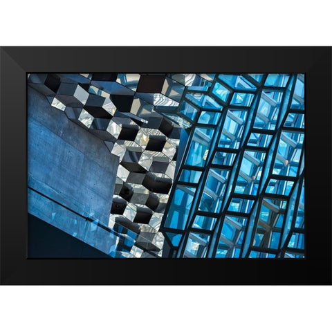 Inside Harpa Concert Hall and Conference Center inspired by the basalt landscape of Iceland-Reykjav Black Modern Wood Framed Art Print by Su, Keren