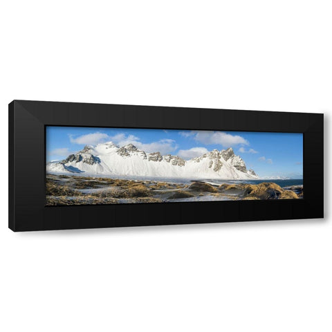 Coastal landscape with dunes at iconic Stokksnes during winter and stormy conditions Iceland Black Modern Wood Framed Art Print with Double Matting by Zwick, Martin
