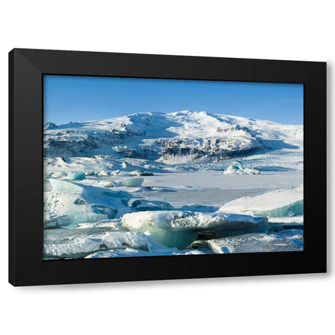 Glacier Fjallsjoekull and frozen glacial lake Fjallsarlon in Vatnajokull National Park Black Modern Wood Framed Art Print with Double Matting by Zwick, Martin