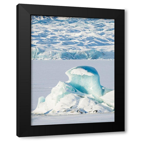 Glacier Fjallsjoekull and frozen glacial lake Fjallsarlon in Vatnajokull National Park Black Modern Wood Framed Art Print with Double Matting by Zwick, Martin