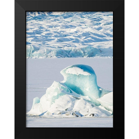 Glacier Fjallsjoekull and frozen glacial lake Fjallsarlon in Vatnajokull National Park Black Modern Wood Framed Art Print by Zwick, Martin