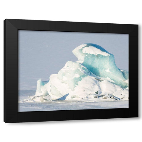 Glacier Fjallsjoekull and frozen glacial lake Fjallsarlon in Vatnajokull National Park Black Modern Wood Framed Art Print with Double Matting by Zwick, Martin