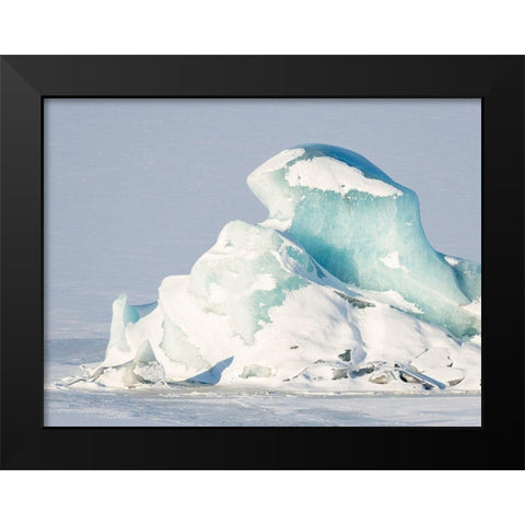 Glacier Fjallsjoekull and frozen glacial lake Fjallsarlon in Vatnajokull National Park Black Modern Wood Framed Art Print by Zwick, Martin