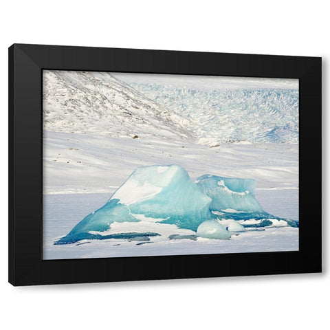 Frozen glacial lake Fjallsarlon in Vatnajokull National Park view towards glacier Breidamerkurjokull Black Modern Wood Framed Art Print with Double Matting by Zwick, Martin