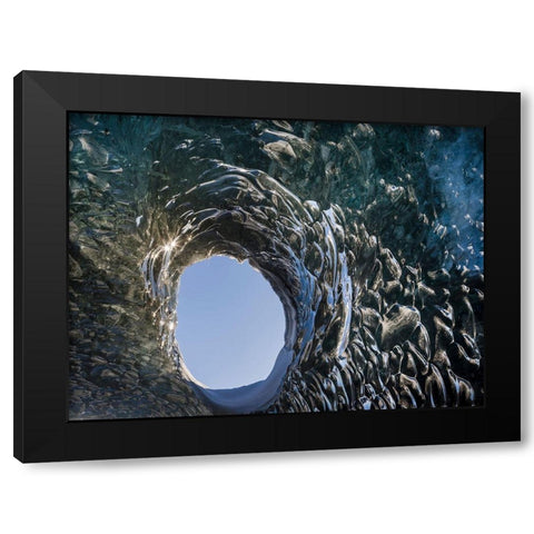 Ice cave at the northern shore of glacial lagoon Jokulsarlon in glacier Breidamerkurjokull Black Modern Wood Framed Art Print with Double Matting by Zwick, Martin