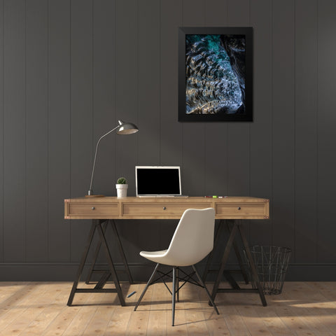 Ice cave at the northern shore of glacial lagoon Jokulsarlon in glacier Breidamerkurjokull Black Modern Wood Framed Art Print by Zwick, Martin