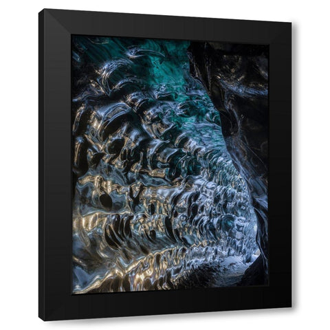 Ice cave at the northern shore of glacial lagoon Jokulsarlon in glacier Breidamerkurjokull Black Modern Wood Framed Art Print with Double Matting by Zwick, Martin