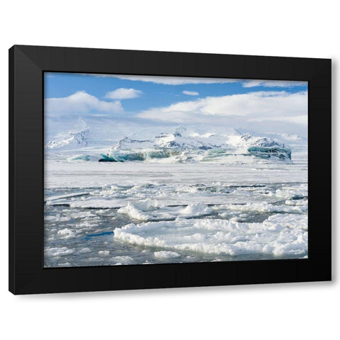 Glacial lagoon Jokulsarlon at Breidamerkurjokullin National Park Vatnajokull during winter Black Modern Wood Framed Art Print by Zwick, Martin