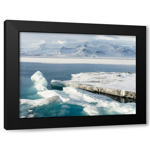 Glacial lagoon Jokulsarlon at Breidamerkurjokullin National Park Vatnajokull during winter Black Modern Wood Framed Art Print by Zwick, Martin