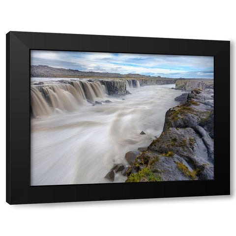 Waterfall Selfoss in the Vatnajokull National Park-Jokulsargljufur- Iceland Black Modern Wood Framed Art Print by Zwick, Martin