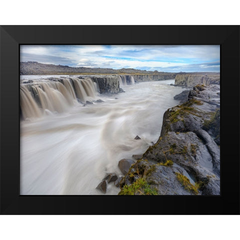 Waterfall Selfoss in the Vatnajokull National Park-Jokulsargljufur- Iceland Black Modern Wood Framed Art Print by Zwick, Martin