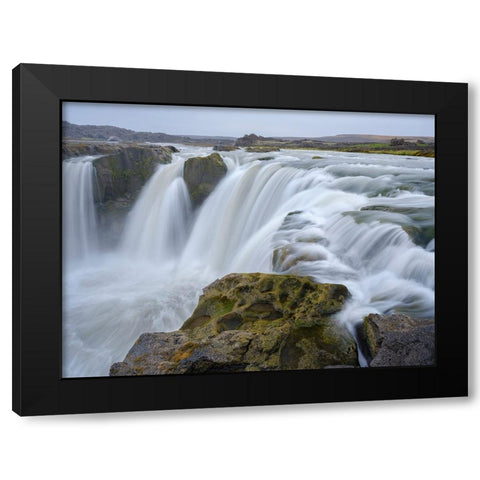 Waterfall Hrafnabjargafoss-Europe- Iceland Black Modern Wood Framed Art Print with Double Matting by Zwick, Martin