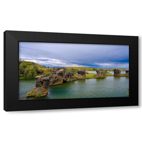 Lava chimneys- rock formations - Hofdi Nature Reserve. Europe- Iceland Black Modern Wood Framed Art Print with Double Matting by Zwick, Martin