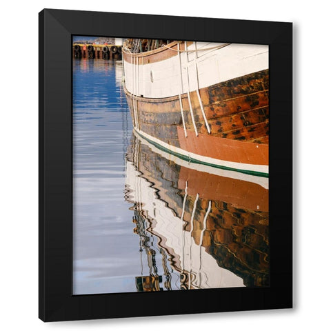 The Harbor. Town Husavik- a whale watching center in northern Iceland. Europe- Iceland Black Modern Wood Framed Art Print by Zwick, Martin