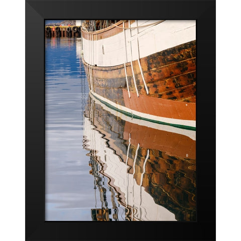 The Harbor. Town Husavik- a whale watching center in northern Iceland. Europe- Iceland Black Modern Wood Framed Art Print by Zwick, Martin