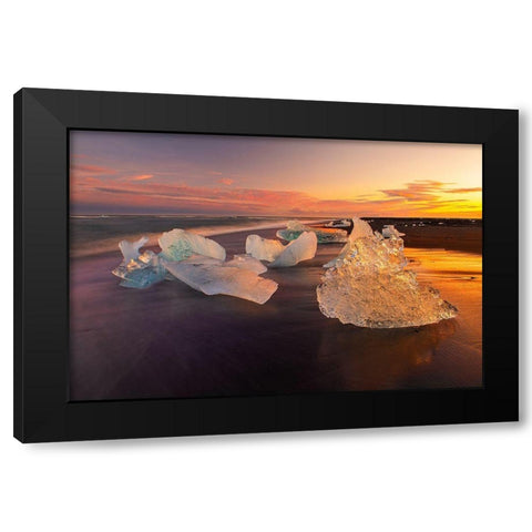Diamond Beach on the southeast coast of Iceland Black Modern Wood Framed Art Print with Double Matting by Steve Mohlenkamp