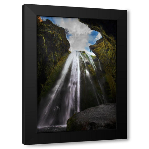 Waterfall on the southern coast of Iceland Black Modern Wood Framed Art Print with Double Matting by Steve Mohlenkamp