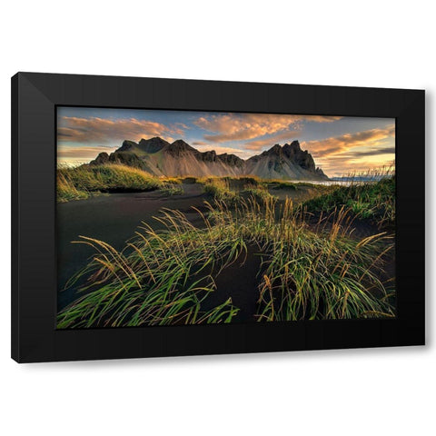 Vestrahorn beach near Hofn in the southeast of Iceland Black Modern Wood Framed Art Print with Double Matting by Steve Mohlenkamp