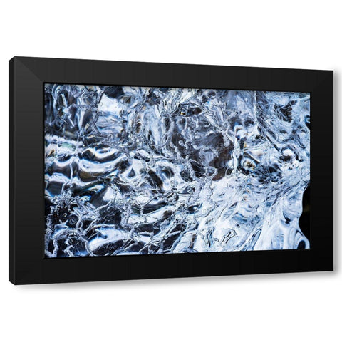 Abstract ice patterns background Diamond Beach Jokulsarlon Glacier Lagoon Vatnajokull National Park Black Modern Wood Framed Art Print by Perry, William