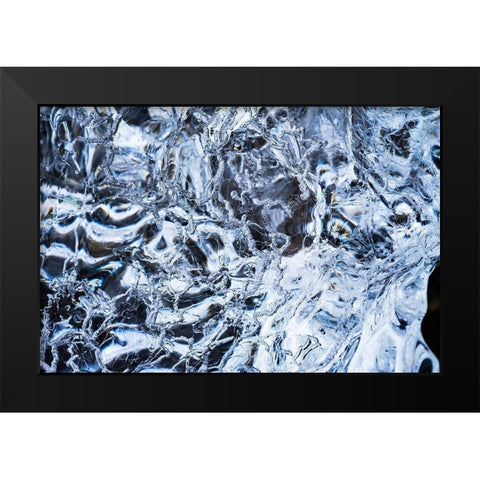 Abstract ice patterns background Diamond Beach Jokulsarlon Glacier Lagoon Vatnajokull National Park Black Modern Wood Framed Art Print by Perry, William