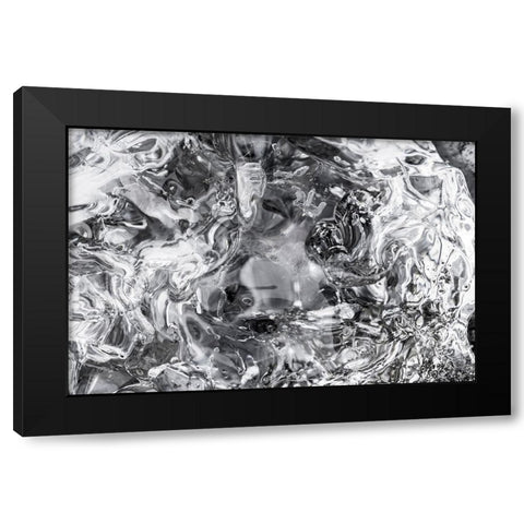 Abstract ice patterns background Diamond Beach Jokulsarlon Glacier Lagoon Vatnajokull National Park Black Modern Wood Framed Art Print with Double Matting by Perry, William