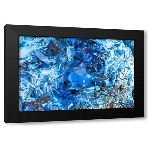 Abstract ice patterns background Diamond Beach Jokulsarlon Glacier Lagoon Vatnajokull National Park Black Modern Wood Framed Art Print with Double Matting by Perry, William