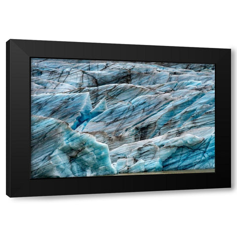 Blue Large Svinafellsjokull Glacier Brown Lagoon-Vatnajokull National Park-Iceland Black Modern Wood Framed Art Print with Double Matting by Perry, William